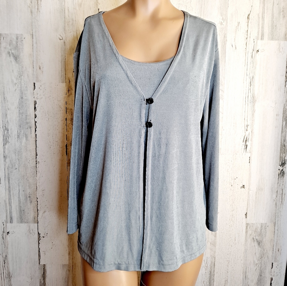 VTG Giorgio fiorliai shirt gray 3/4 sleeve size L